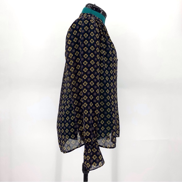 Cabi Mosaic Blouse # 3772, Medallion Print Collarless Bell Sleeve Blouse, Medium - Picture 8 of 16